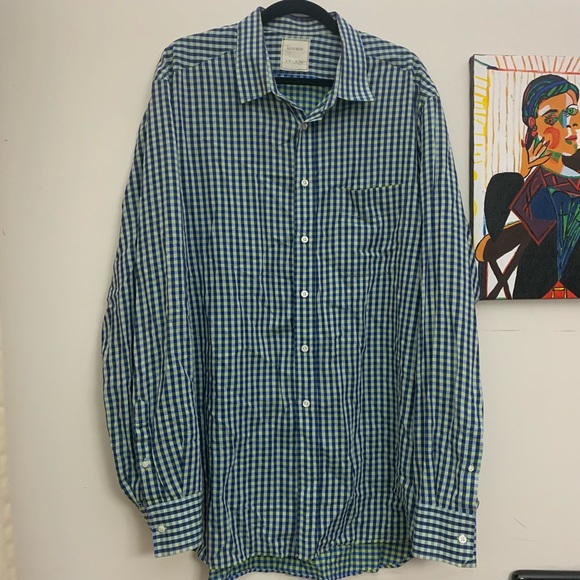 Billy Reid Spring/Summer Blue/Green Plaid Shirt - Picture 1 of 5